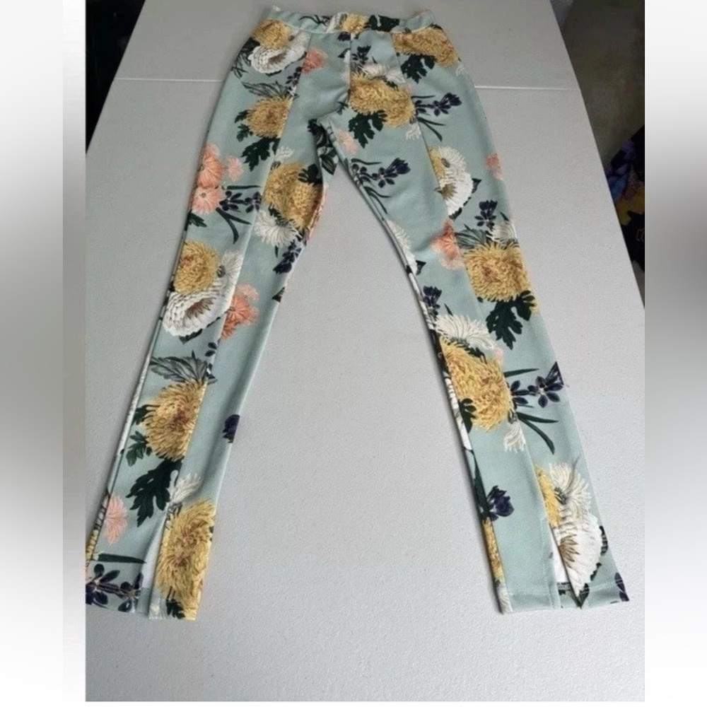 ASOS MINT GREEN FLORAL PRINT LEGGINGS PANTS SZ 4 NWOT